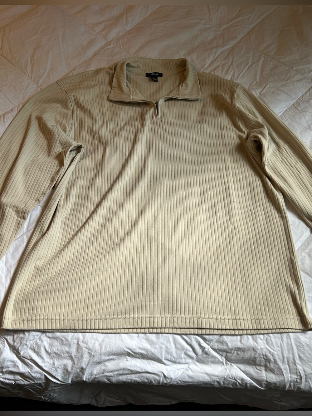 Men's Ribbed Quarter-Zip Long Sleeve Shirt - Cream